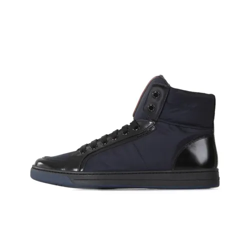 PRADA Skateboard Shoes Men High-Top Blue/Black