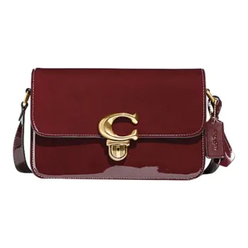 COACH Studio Cow Leather Small Square Bag, Crossbody Bag, Shoulder Bag Women's Burgundy