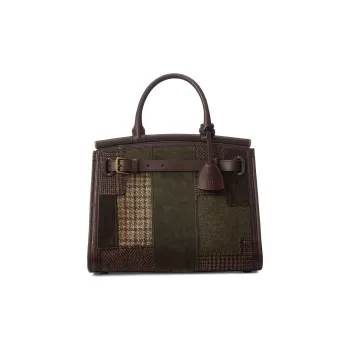 Polo Ralph Lauren RL50 Tweed Fabric Shoulder Bag Crossbody Bag Handbag Medium Size Women's Brown