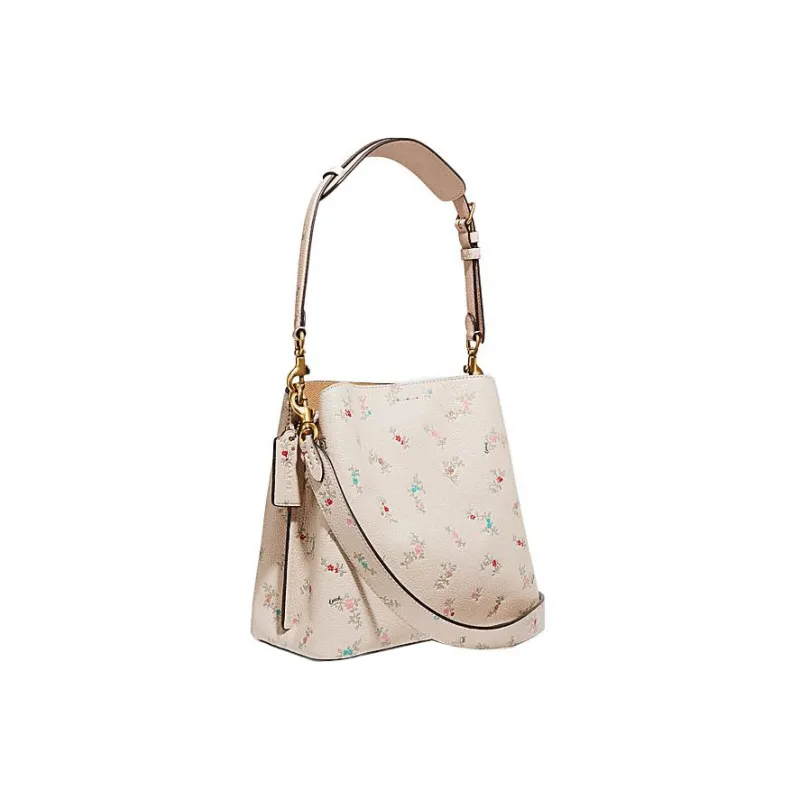 COACH Willow Split Cow Leather Bucket Bag Handbag Shoulder Bag Crossbody Bag Medium Size Women's Ivory White-1