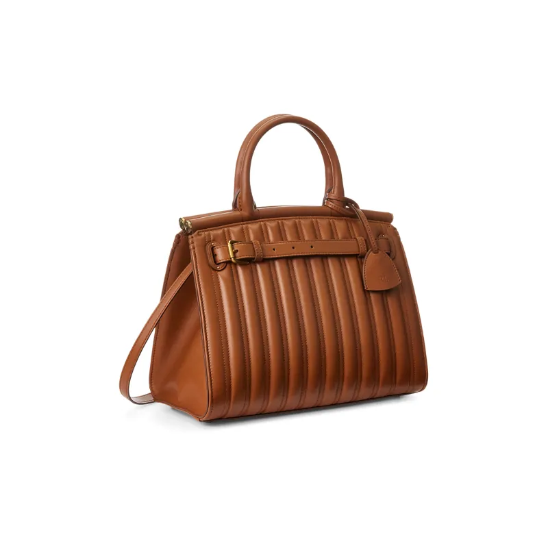 Polo Ralph Lauren RL50 Calfskin Shoulder Bag Crossbody Bag Handbag Medium Size Women's Brown-2