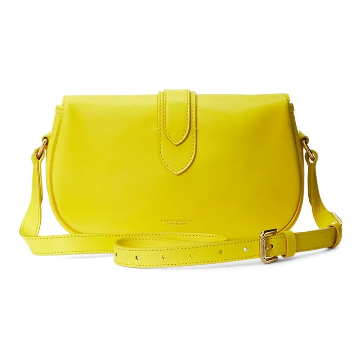 Polo Ralph Lauren Welington Cow Leather Patchwork With Sheepskin Crossbody Bag Shoulder Bag Women's Yellow-2