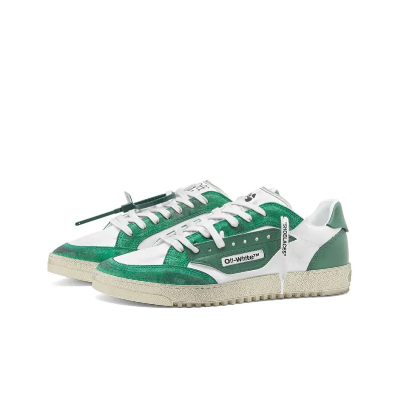 OFF WHITE Vulcanized 5.0 Low Top Distressed White Dark Green-1