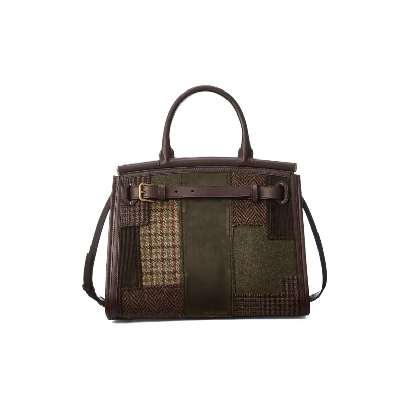 Polo Ralph Lauren RL50 Tweed Fabric Shoulder Bag Crossbody Bag Handbag Medium Size Women's Brown-1