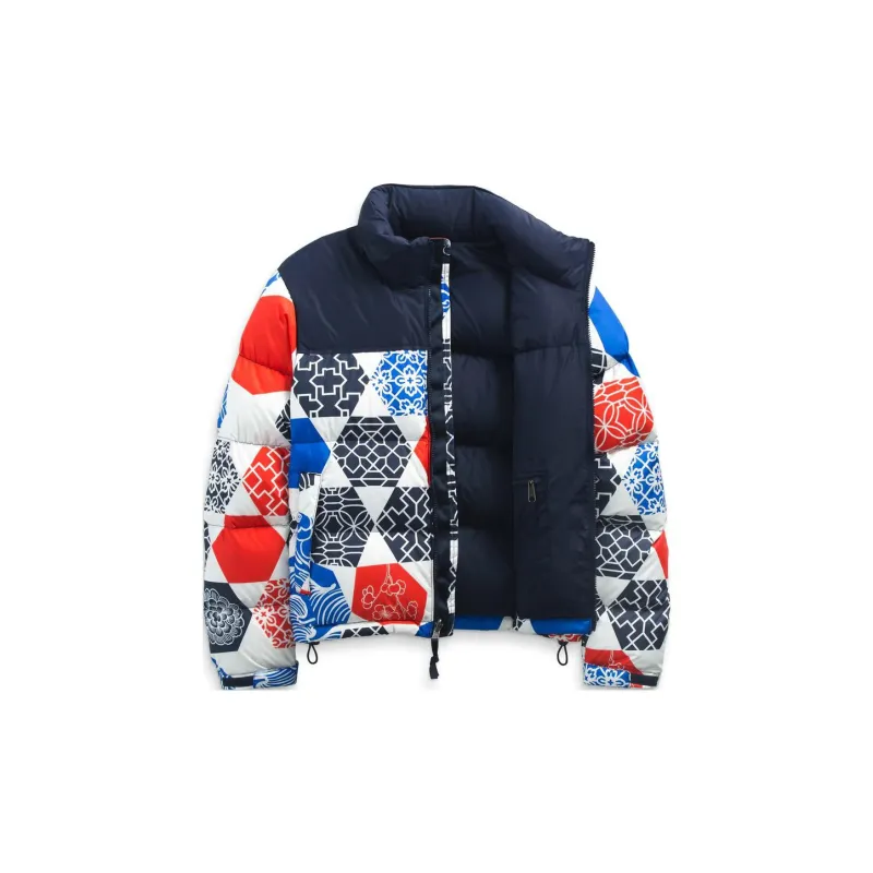 THE NORTH FACE Women's Printed 1996 Retro Nuptse Jacket Blue Ic Geo Print-1