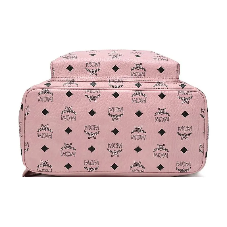 MCM Stark Visetos Canvas With Artificial Leather Backpack Women's Cherry Blossom Pink-4