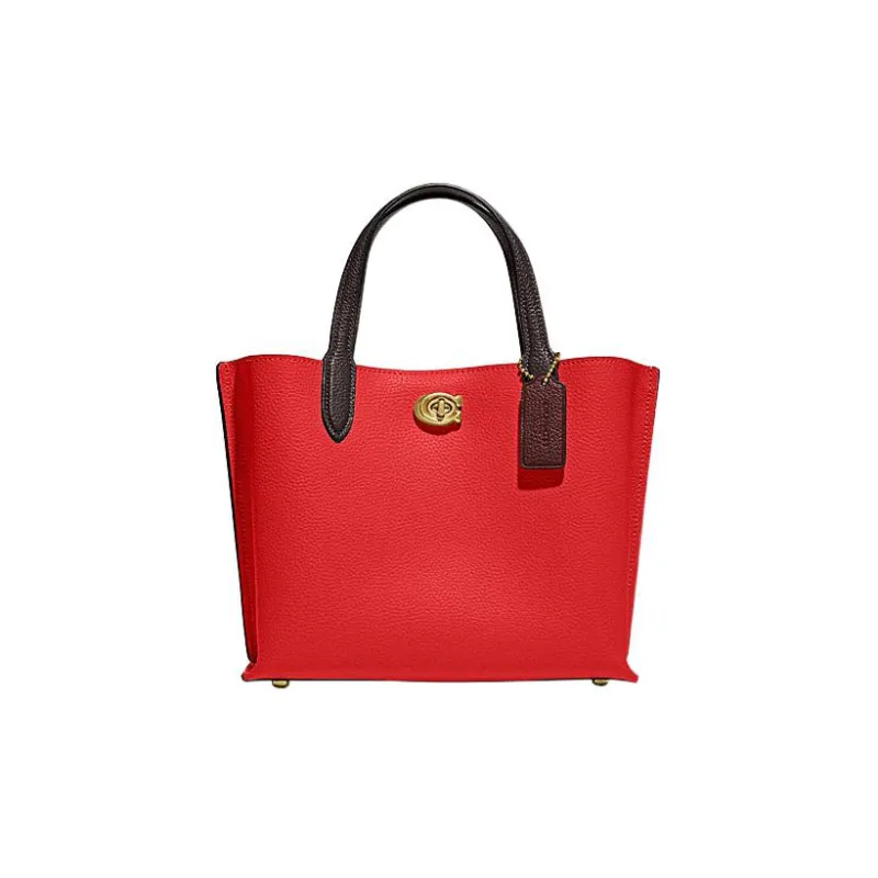 COACH Willow Split Cow Leather Tote Bag, Shopping Bag, Shoulder Bag, Crossbody Bag, Handbag Medium Size Women's Red-0