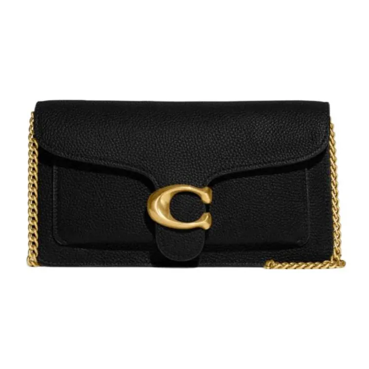 COACH Cow Leather One Shoulder Crossbody Clutch Trumpets Women's Black-0