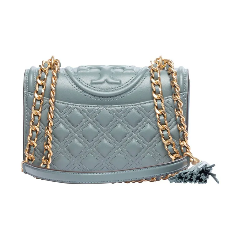 TORY BURCH Fleming Smooth Leather Crossbody Bag, Shoulder Bag Women's Light Blue-3