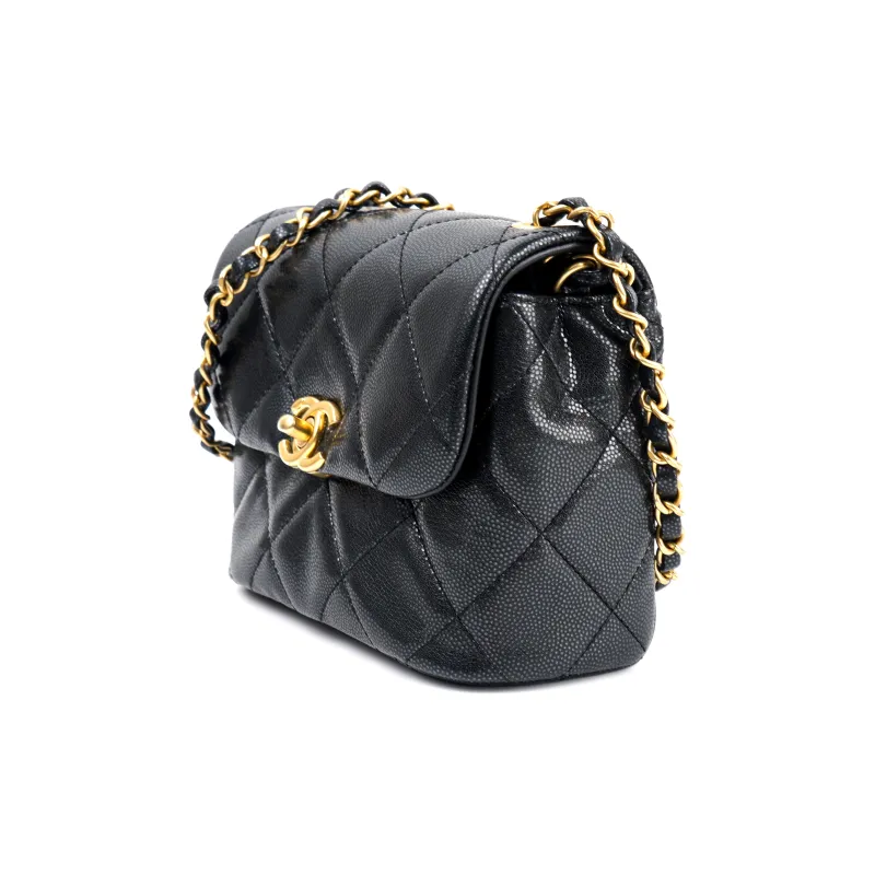 CHANEL Calfskin Flap Bag, Shoulder Bag, Crossbody Bag Mini Women's Black-2