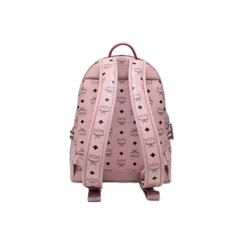 MCM Stark Visetos Canvas With Artificial Leather Backpack Women's Cherry Blossom Pink-3