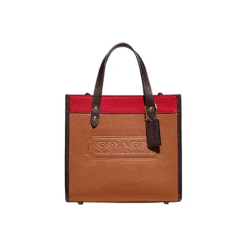 COACH Field Cow Leather Tote Bag, Shopping Bag, Shoulder Bag, Crossbody Bag, Handbag Trumpets Women's Brown