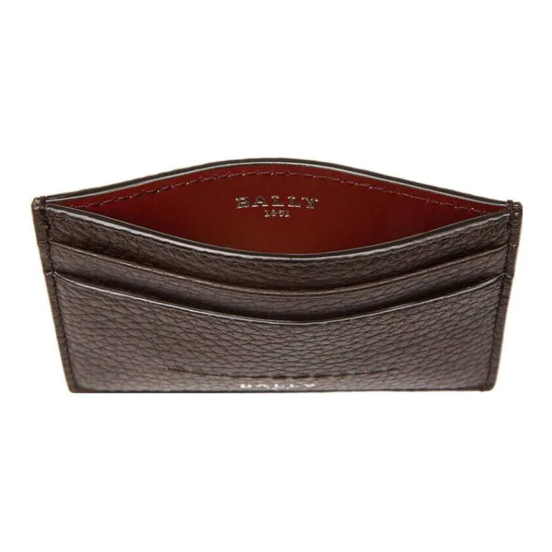 BALLY Leather With Deerskin Card Holder Men's Brown-2