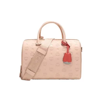 MCM Leather Boston Bag Pillow Bag Shoulder Bag Crossbody Bag Handbag Women's Soft Pink