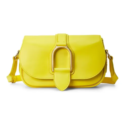 Polo Ralph Lauren Welington Cow Leather Patchwork With Sheepskin Crossbody Bag Shoulder Bag Women's Yellow