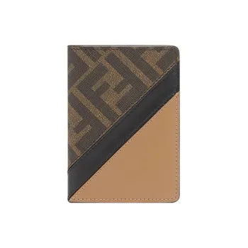 FENDI Cotton Wallet Money Clip Card Holder Men's Brown/Khaki