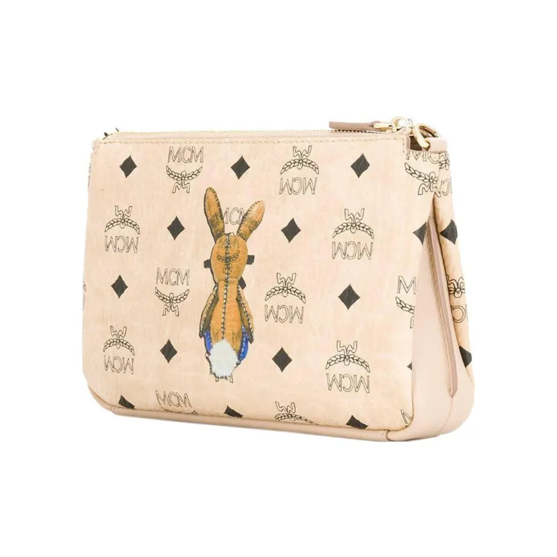 MCM Leather Crossbody Bag Women's Beige Monogram-1