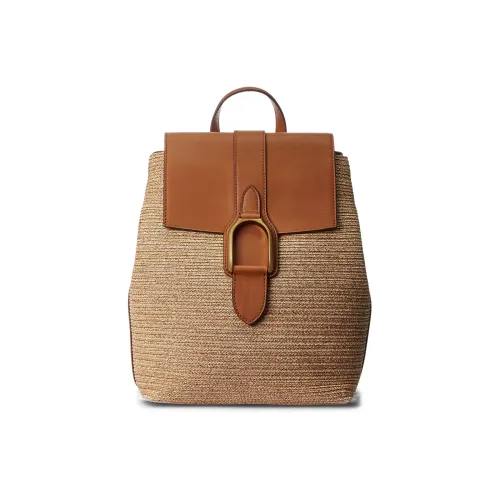 Polo Ralph Lauren Straw With Cow Leather Trim Backpack Women's Natural/Brown