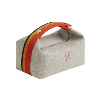 HERMES Bride a Brac Cotton Portable Toiletry Bag Small Size Unisex Gray