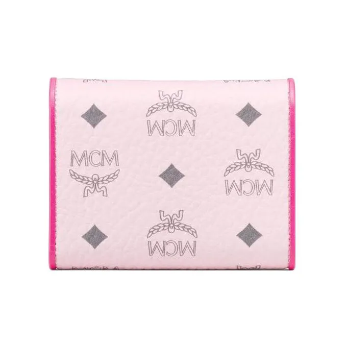 MCM Patricia Visetos Leather Wallet Large Size Women's Cherry Blossom Pink-1