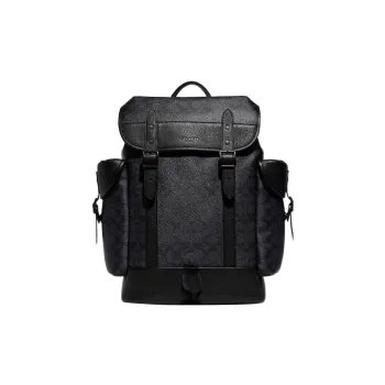 COACH Hitch Canvas With Leather Backpack Tubas Men's Black