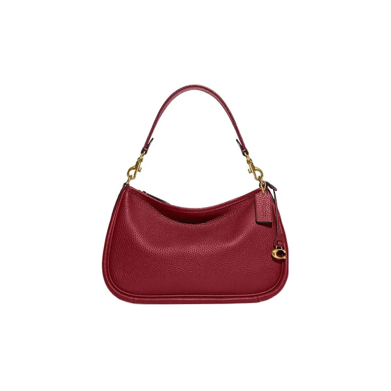 COACH Soft Pebbled Leather Handbag, Shoulder Bag, Crossbody Bag Tubas Women's Cherry Red-0