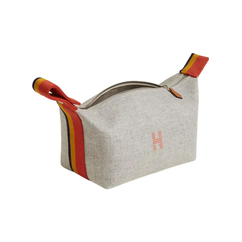 HERMES Bride a Brac Cotton Handbag Toiletry Bag Trumpets Unisex Gray-1