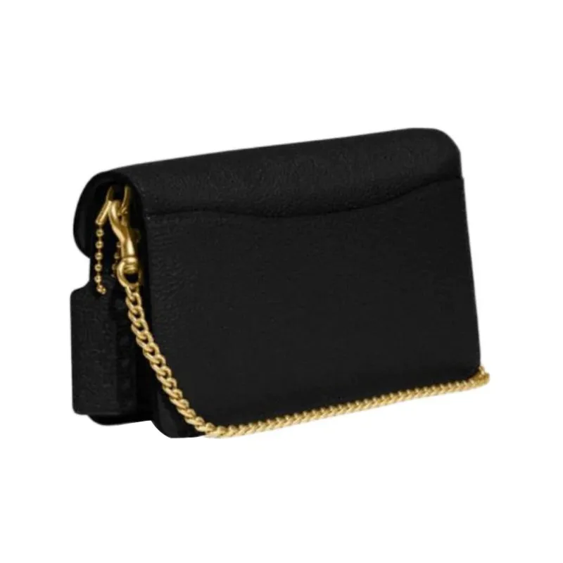 COACH Cow Leather One Shoulder Crossbody Clutch Trumpets Women's Black-1