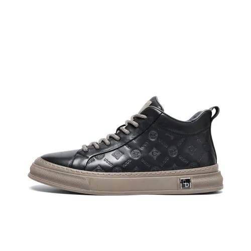 C°BANNER Skateboard Shoes Men Mid-Top Black