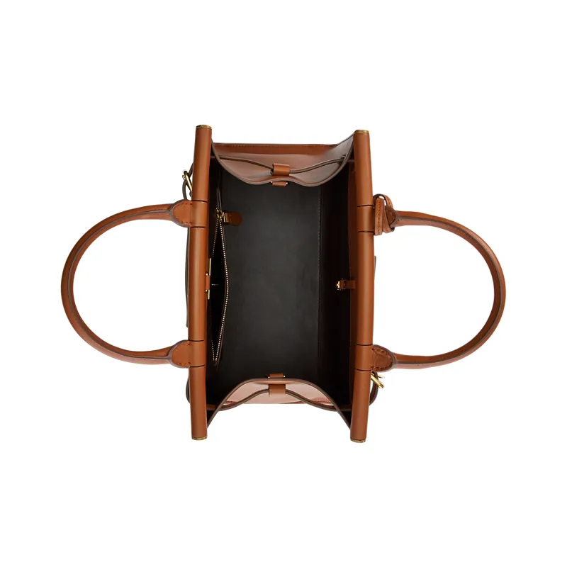 Polo Ralph Lauren RL50 Calfskin Shoulder Bag Crossbody Bag Handbag Medium Size Women's Brown-3