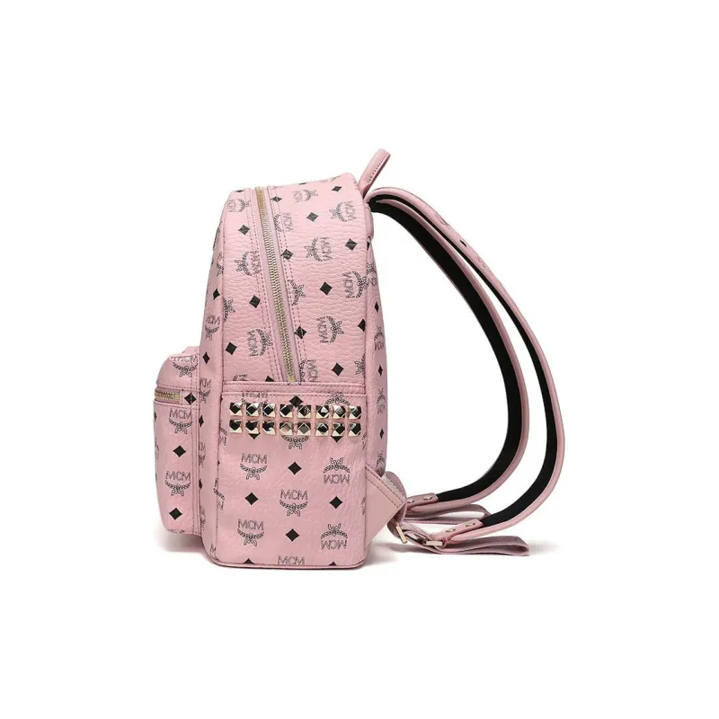 MCM Stark Visetos Canvas With Artificial Leather Backpack Women's Cherry Blossom Pink-2