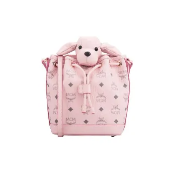 MCM Leather Bucket Drawstring Bag, Crossbody Bag, Shoulder Bag Regular Women's Soft Pink