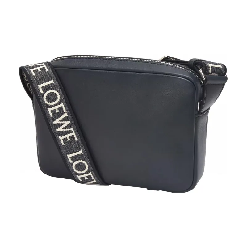 LOEWE Military Messenger Bag In Soft Grained Calfskin And Jacquard Xs Deep Navy-1