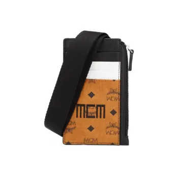 MCM Visetos Leather Coin Purses Card Holders Men's Black