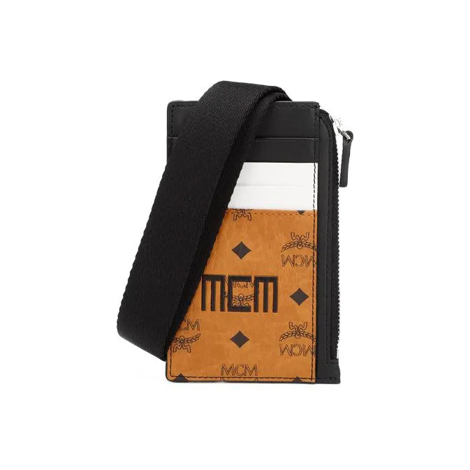 MCM Visetos Leather Coin Purses Card Holders Men's Black-0