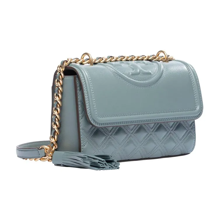 TORY BURCH Fleming Smooth Leather Crossbody Bag, Shoulder Bag Women's Light Blue-2