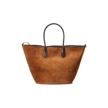 Polo Ralph Lauren Bellport Tote Bag Shopping Bag Handbag Large Size Women's Brown