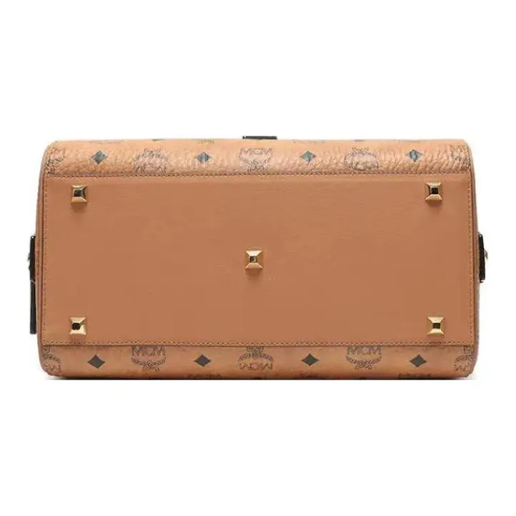 MCM Coated Canvas Boston Bag, Handbag, Shoulder Bag, Crossbody Bag Women's Brown Cognac-4