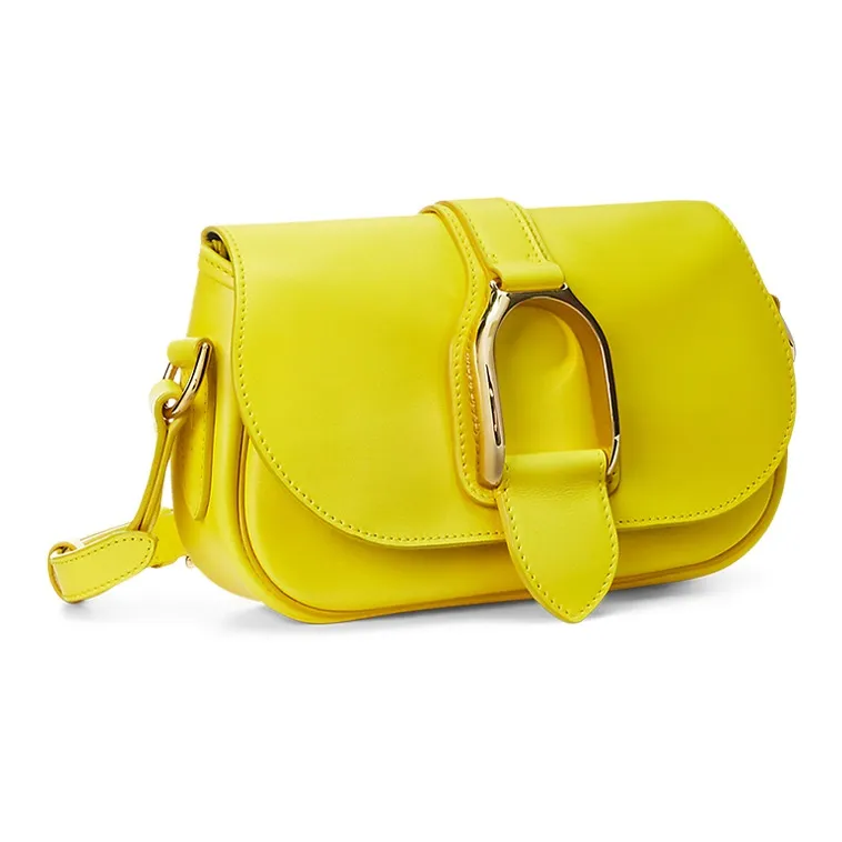 Polo Ralph Lauren Welington Cow Leather Patchwork With Sheepskin Crossbody Bag Shoulder Bag Women's Yellow-1