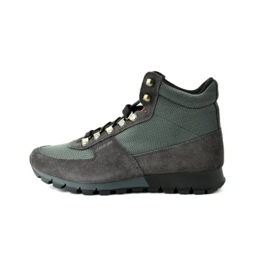 PRADA Casual Shoes Men High-Top Gray/Green