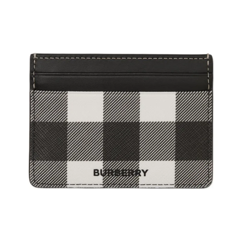 Burberry Cotton With Calfskin Trim Card Holder Men's Black/White-0