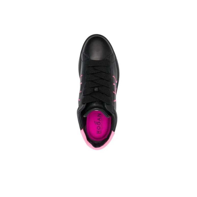 HOGAN Rebel Abrasion Resistant Low Top Sports Casual Shoes Women's Black Pink Blue-4