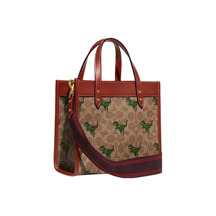 COACH Field Canvas Artificial Leather Tote Bag, Shopping Bag, Shoulder Bag, Crossbody Bag, Handbag Trumpets Women's Tan-1
