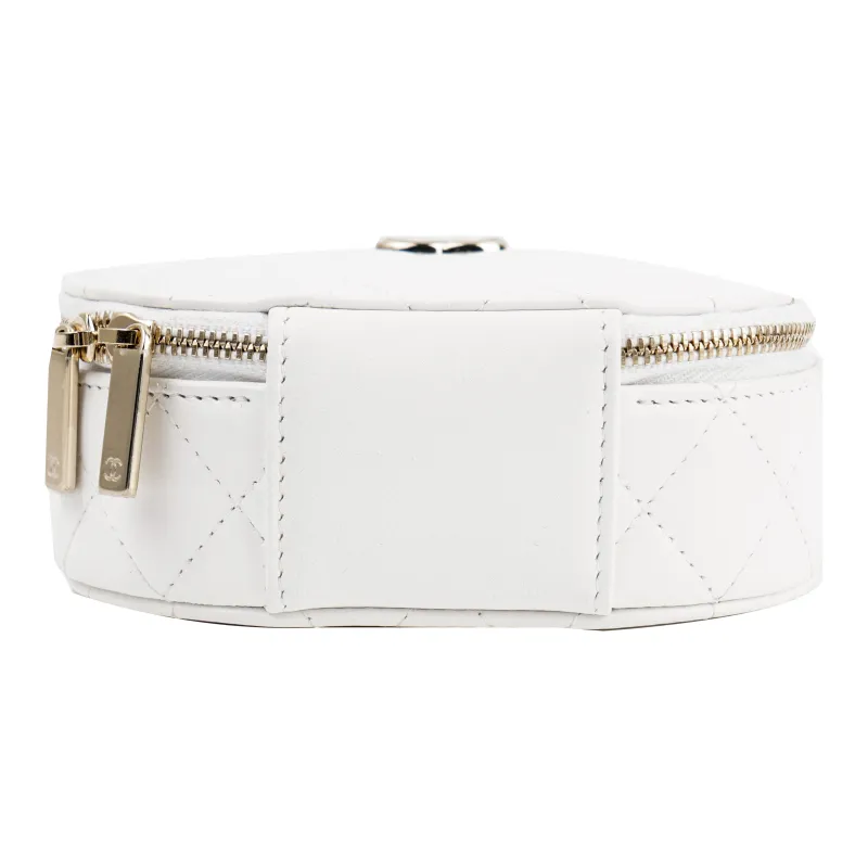 CHANEL 22SS Sheepskin Round Bag Makeup Bag Handbag Regular Women's White-5