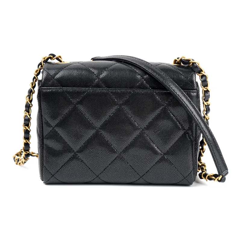 CHANEL Calfskin Flap Bag, Shoulder Bag, Crossbody Bag Mini Women's Black-1