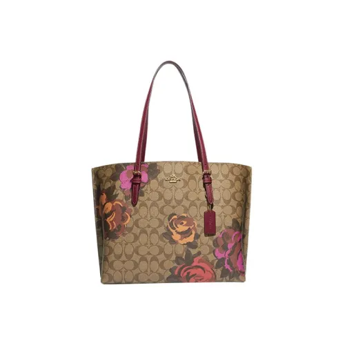 COACH Mollie Canvas With Leather tote MONO Bag Shopping Bag Shoulder Bag Handbag Large Size Women's Khaki