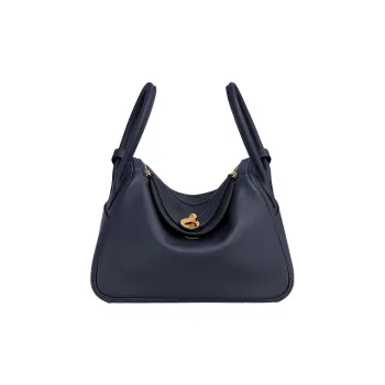 HERMES Lindy Evercolor Calfskin Handbag Shoulder Bag Women's 2Z Bleu Nuit Midnight Blue