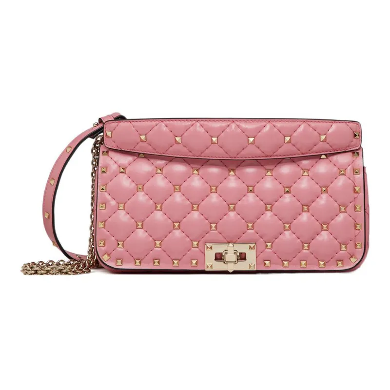 Valentino ROCKSTUD SPIKE Calfskin Crossbody Bag Shoulder Bag Women's Candy Pink-0