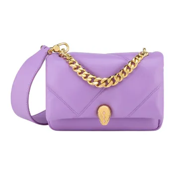 BVLGARI Serpenti Cabochon Calfskin Shoulder Bag Crossbody Bag Mini Women's Purple