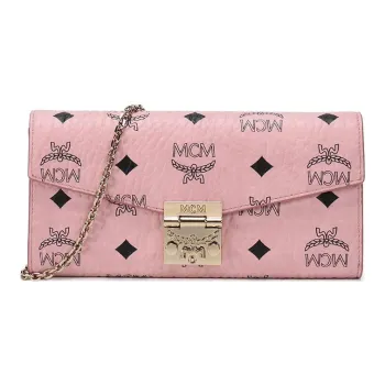 MCM Patricia Crossbody Wallet Visetos Large Soft Pink